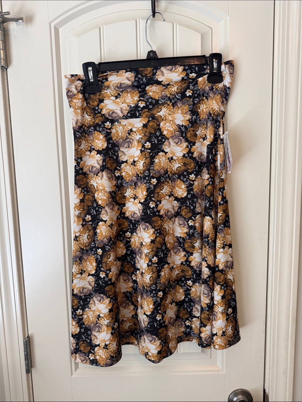LuLaRoe A-Line Skirt in Black and Mustard Floral NWT
